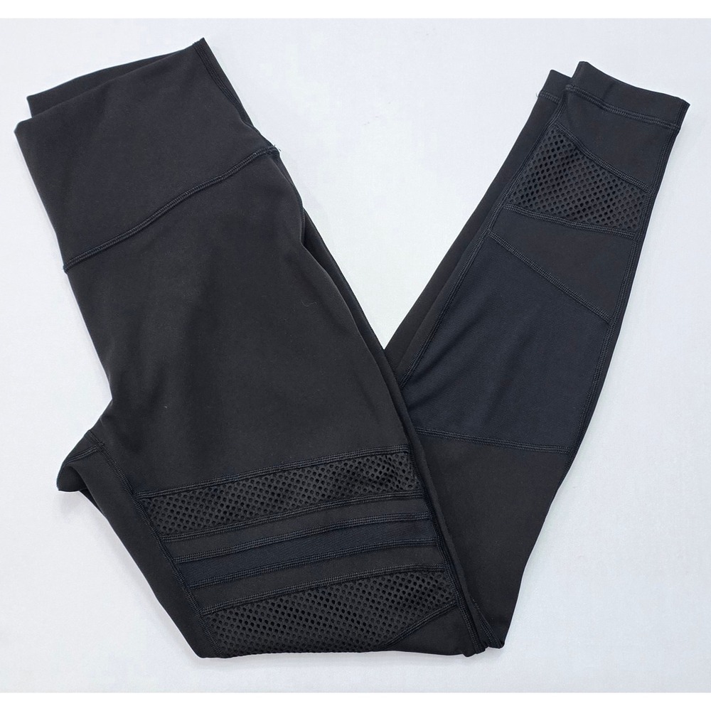 Lululemon High Times Pant Mesh Black Moto Leggings High Rise Size 10